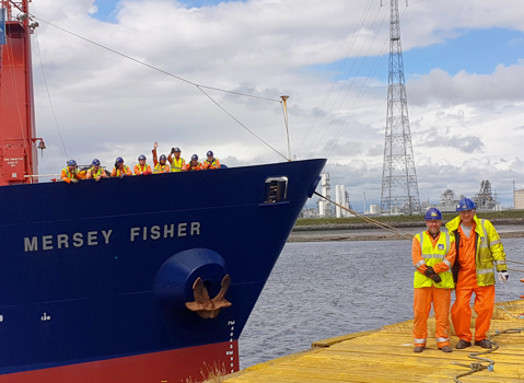 James Fisher Crew stood by, and on, the Mersey Fisher vessel