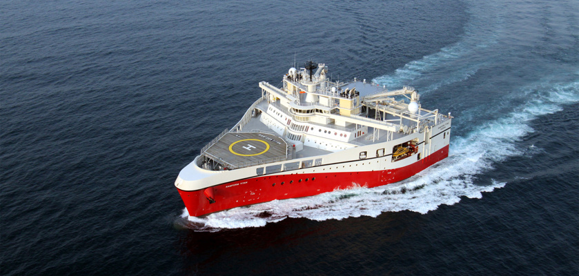 The recently launched Ramform Titan of international marine oil and gas research specialist Petroleum Geo.