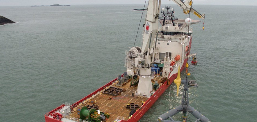 Mojo leads installation of the first Welsh tidal energy generator.