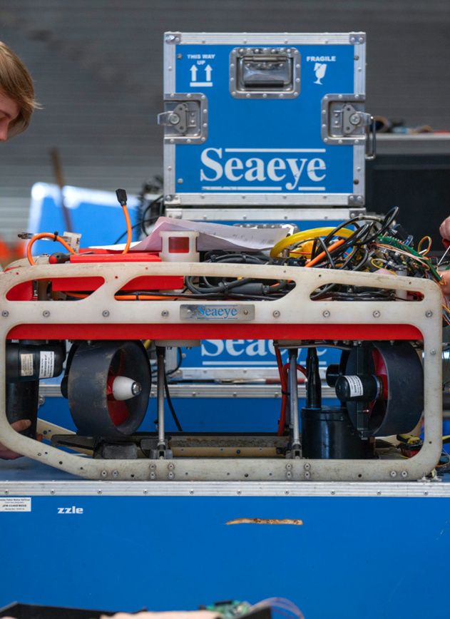 Cameron And ROV Techician, Daron Larcombe Rewiring And Testing Seaeye Falcon ROV For A Brazil Project 