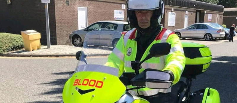 James Fisher Warehousing and Distribution's warehouse manager, Dave Shipley is part of a volunteer motorbike charity which transports vital blood supplies and medical equipment for hospitals.