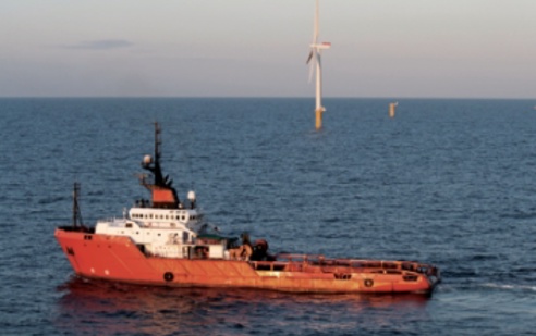 Vessel approaching windfarm